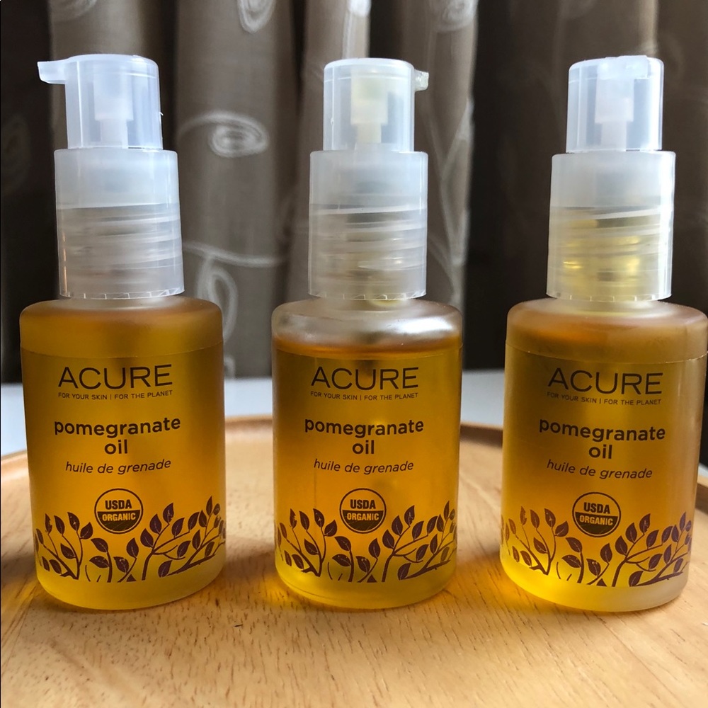 (3) Acure Pomegranite Oil 1 oz (2) NIB (1) Used